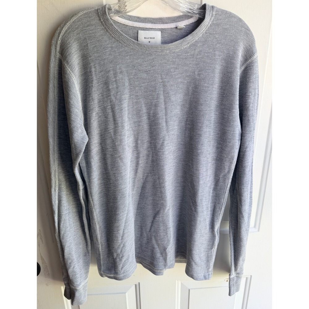 Billy Reid $198 Men's Grey Crew Neck Long Sleeve Waffle Knit Thermal M